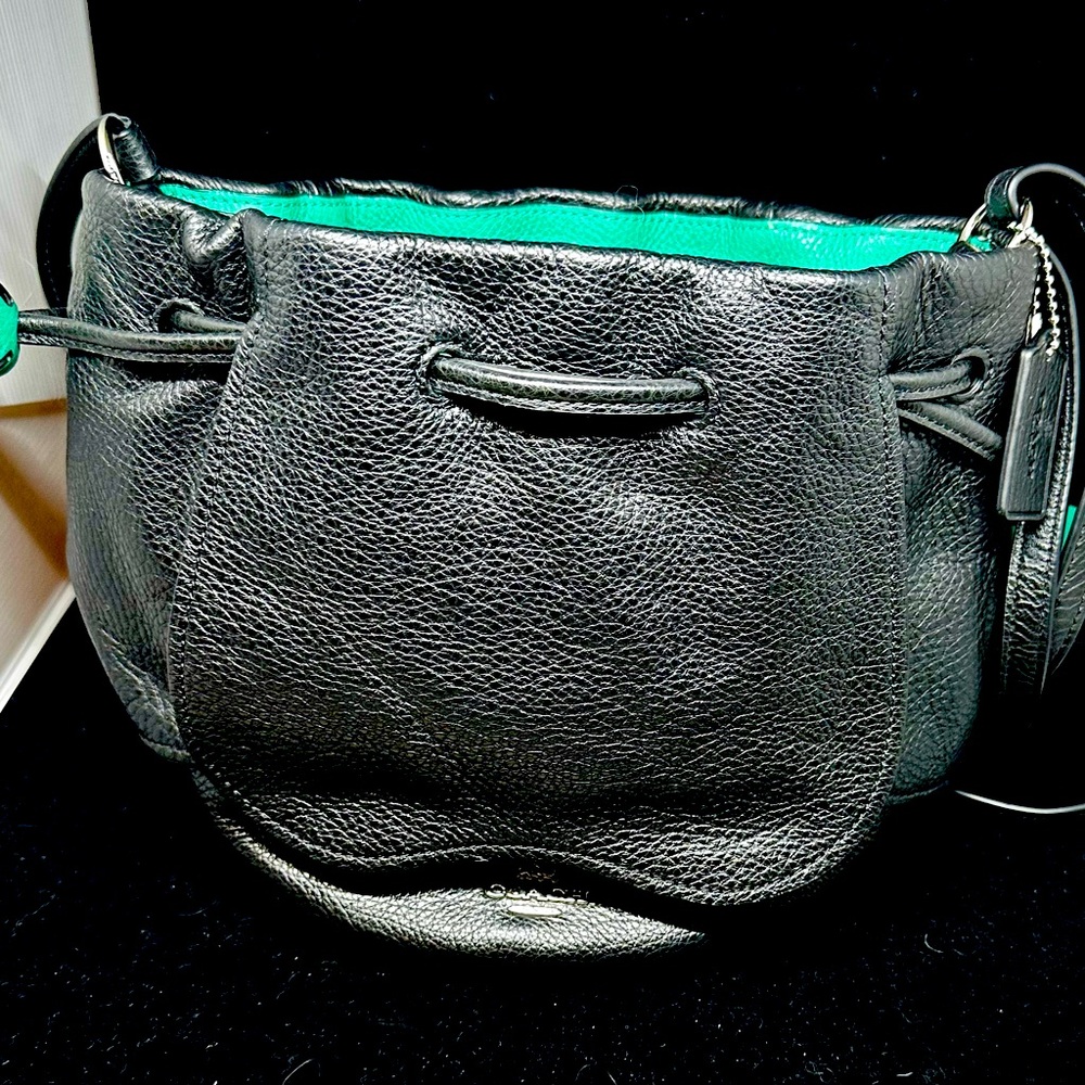 Coach Pebbled Leather Drawstring Bucket Bag